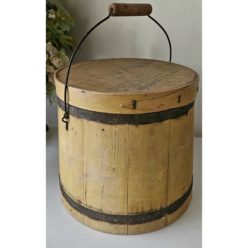 Antique Mince Meat Firkin Wooden Bucket Circa Late 19th